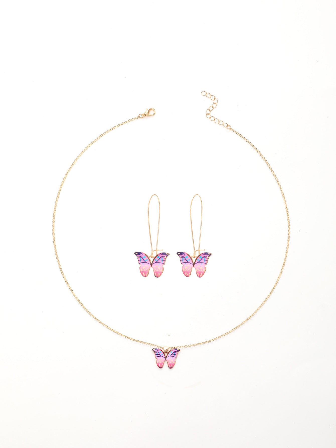 Wholesale New Three-piece Summer Beach-inspired Coloured Butterfly Gold Chain